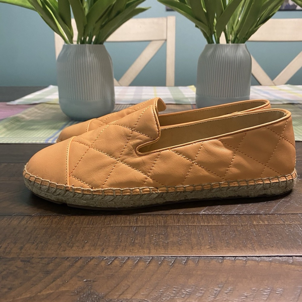 Talbots Shoes Women's 7.5 Slip On‎ Izzy Quilted Nappa Espadrille Flats Orange